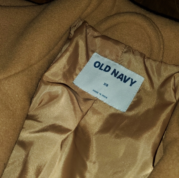 NWT Women's Tan Old Navy Classic Soft Brushed Funnel Neck Long Coat - Picture 7 of 9